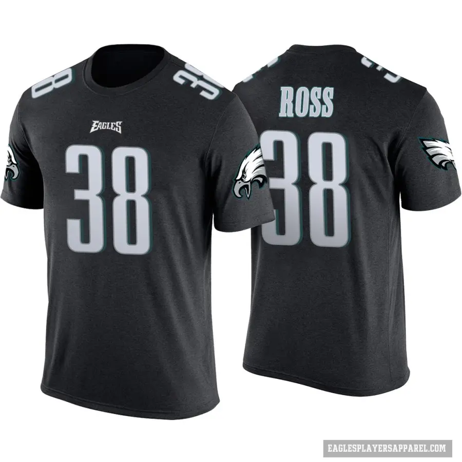 Men's ＃38 John Ross Philadelphia Eagles Black Color Rush T-Shirt