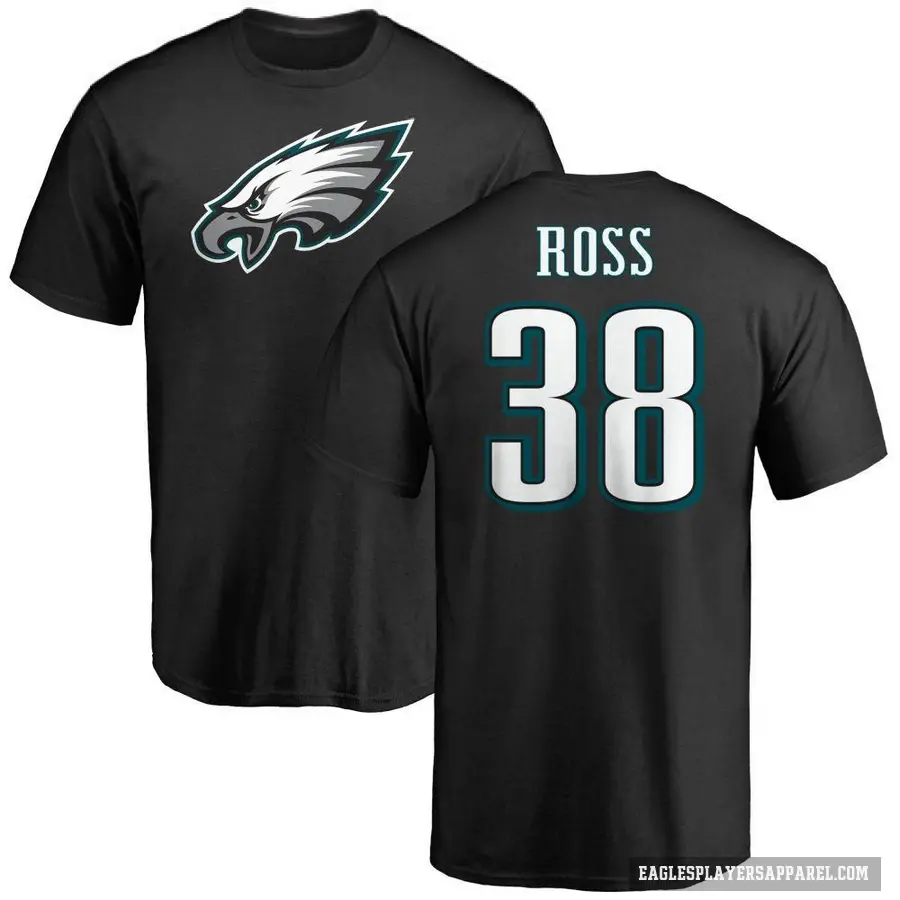 Men's ＃38 John Ross Philadelphia Eagles Black Logo T-Shirt