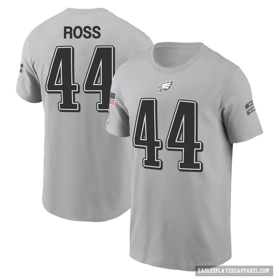 Men's ＃38 John Ross Philadelphia Eagles Gray 2024 Salute to Service T-Shirt