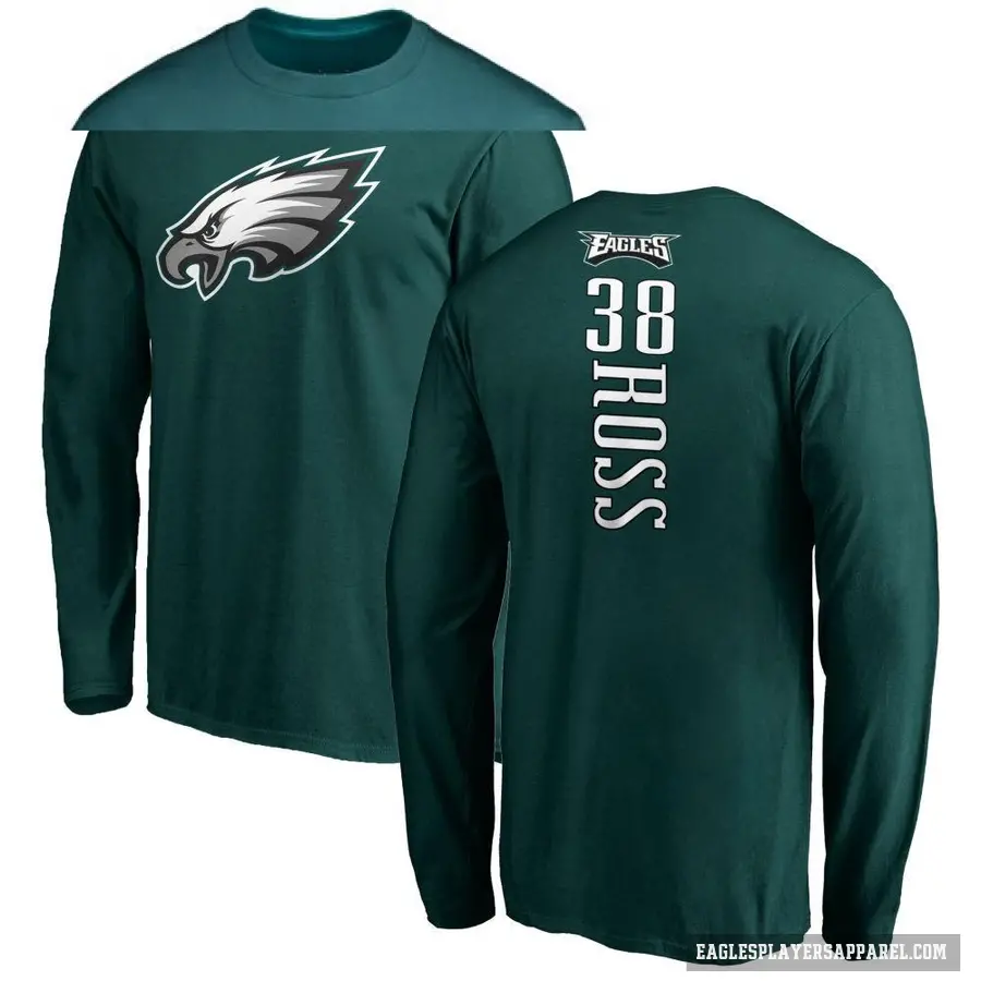 Men's ＃38 John Ross Philadelphia Eagles Green Backer Long Sleeve T-Shirt