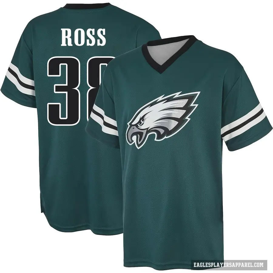 Men's ＃38 John Ross Philadelphia Eagles Green Midnight Game Day V-Neck T-Shirt