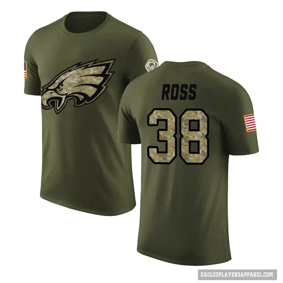 Men's ＃38 John Ross Philadelphia Eagles Olive Salute to Service T-Shirt