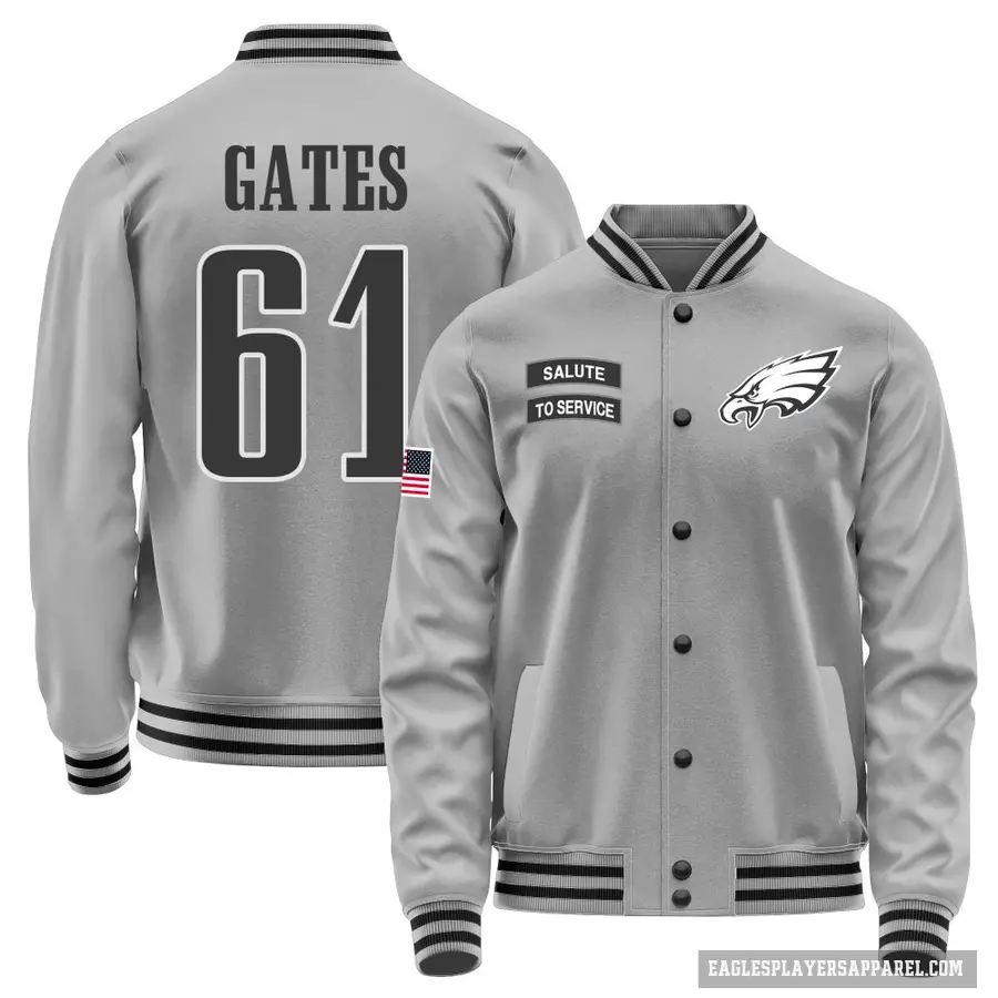 Men's ＃61 Nick Gates Philadelphia Eagles Gray Salute to Service Performance Jacket