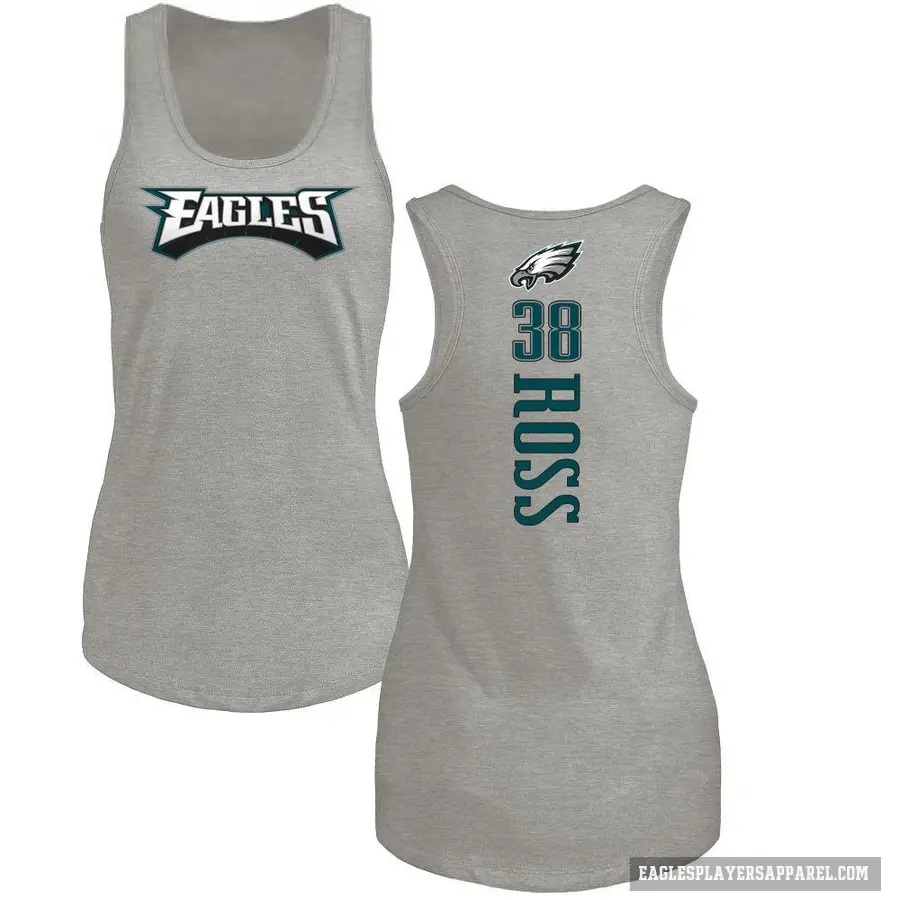 Women's ＃38 John Ross Philadelphia Eagles Ash Backer Tank Top