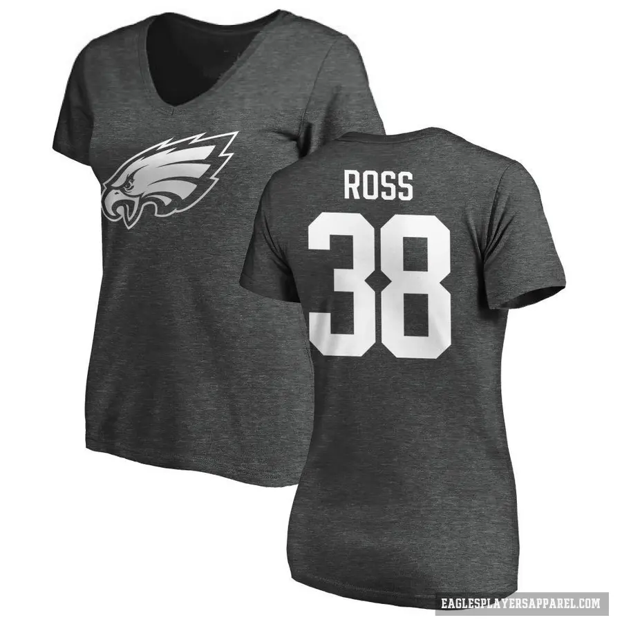 Women's ＃38 John Ross Philadelphia Eagles Ash One Color T-Shirt