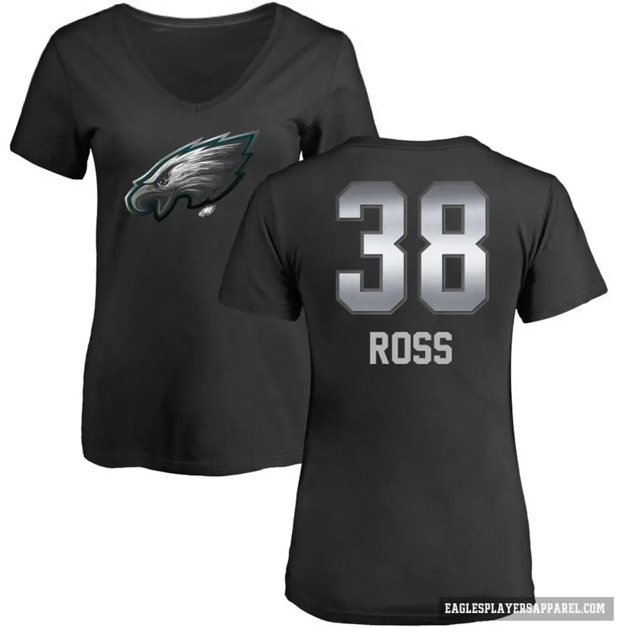 Women's ＃38 John Ross Philadelphia Eagles Black Midnight Mascot T-Shirt