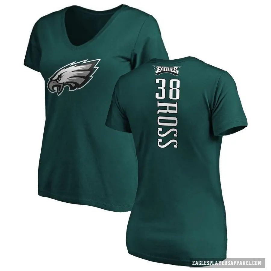 Women's ＃38 John Ross Philadelphia Eagles Green Backer Slim Fit T-Shirt